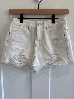 PacSun White Ripped High-Rise Denim Shorts